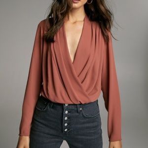 Aritzia Babaton Ambrose Bodysuit Dusty Mauve XS